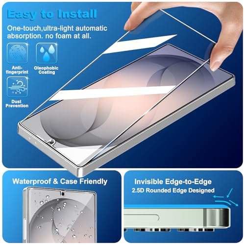 3 Pack for  Galaxy S26 Ultra Screen Protector Tempered Glass + 3 Pack Camera Lens Protector, Military Grade Shatterproof, 9H Hardness,
