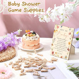 Baby Shower Games Supplies 1 Pcs Don'T Say Baby Clothespin Game Wooden Tabletop Sign With Stand And 50 Mini Natural Clothespins Floral Themed Clothes Pins Gender Reveal Party Decoration