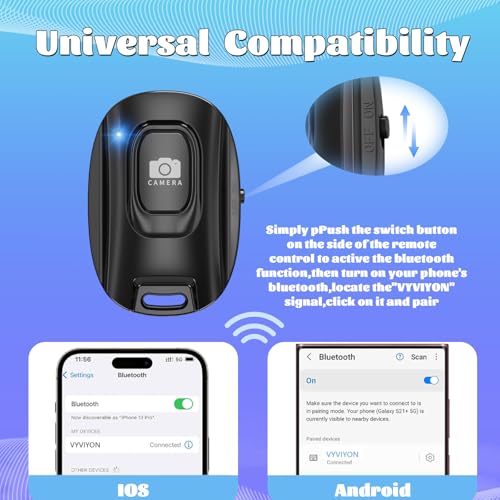 Bluetooth Camera Remote Shutter For Iphone And Android Smartphones, Rechargeable Wireless Phone Remote Control,Selfie Button For Photos And Videos, Charging Cable Included (2 Pack)
