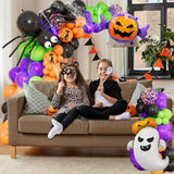 159Pcs Halloween Balloon Arch Kit - Ghost, Pumpkin, Black, Orange, Purple & Green Decor