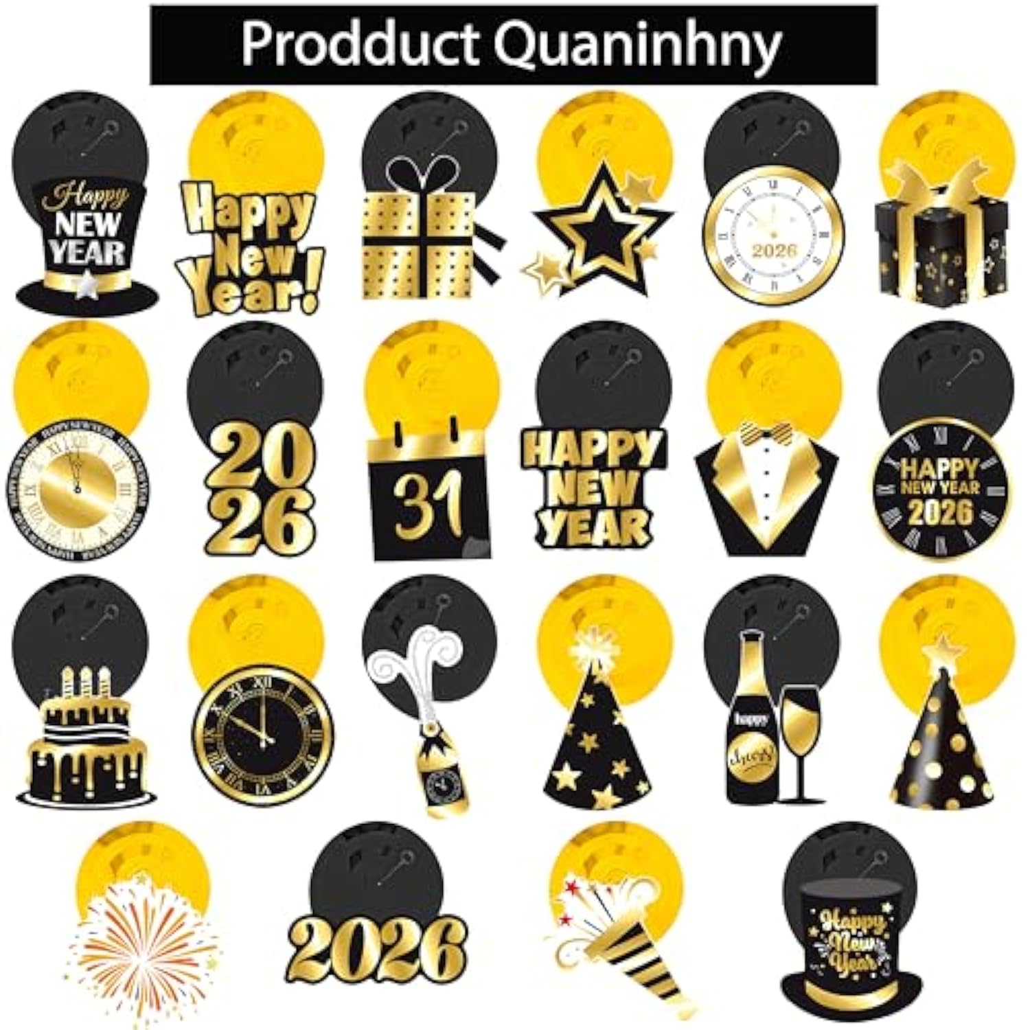 22pc Happy New Year Hanging Swirls Countdown Clock Ceiling Streamers 2026