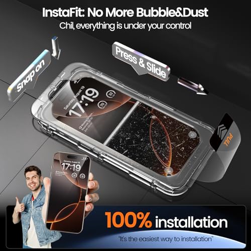 2+2 Pack for iPhone 16 Pro Privacy Screen Protector 6.3" with Camera Lens Protector [Auto Alignment/Dust Removal] Anti Spy Tempered Glass [Military
