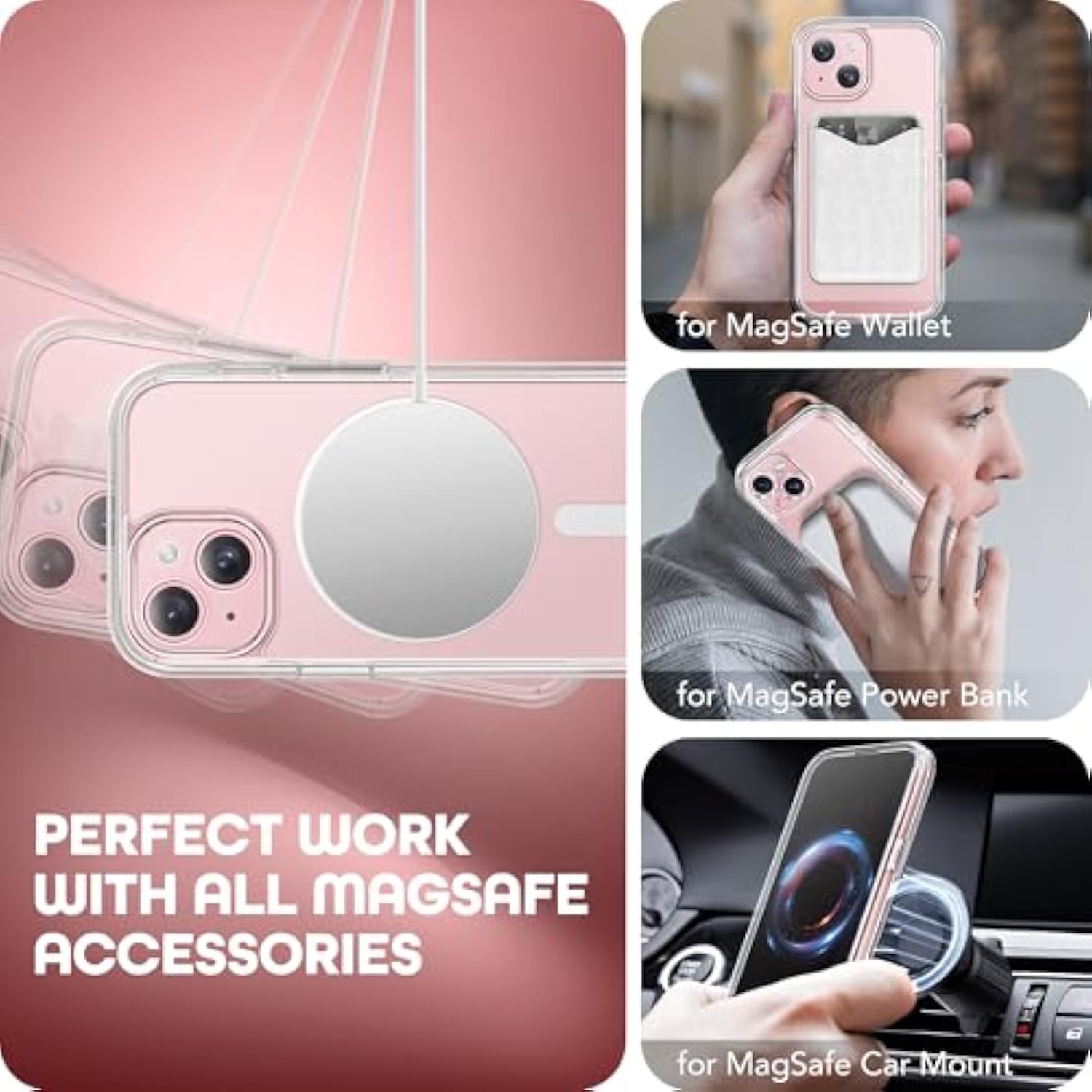 Magnetic For Iphone 15 Plus Case, Compatible With Magsafe, Built-In Privacy Screen Protector And Camera Protection, Anti Spy Full Body Dustproof Shockproof Hard Phone Case 6.7", Clear
