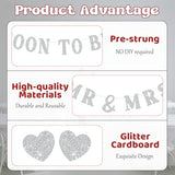 Soon To Be Mr & Mrs Banner for Bridal Shower Decorations, Pre-Strung Silvery Glitter Engagement Banner, Wedding Decorations for Home Party Mantle Hanging Sign Couples Shower Decorations