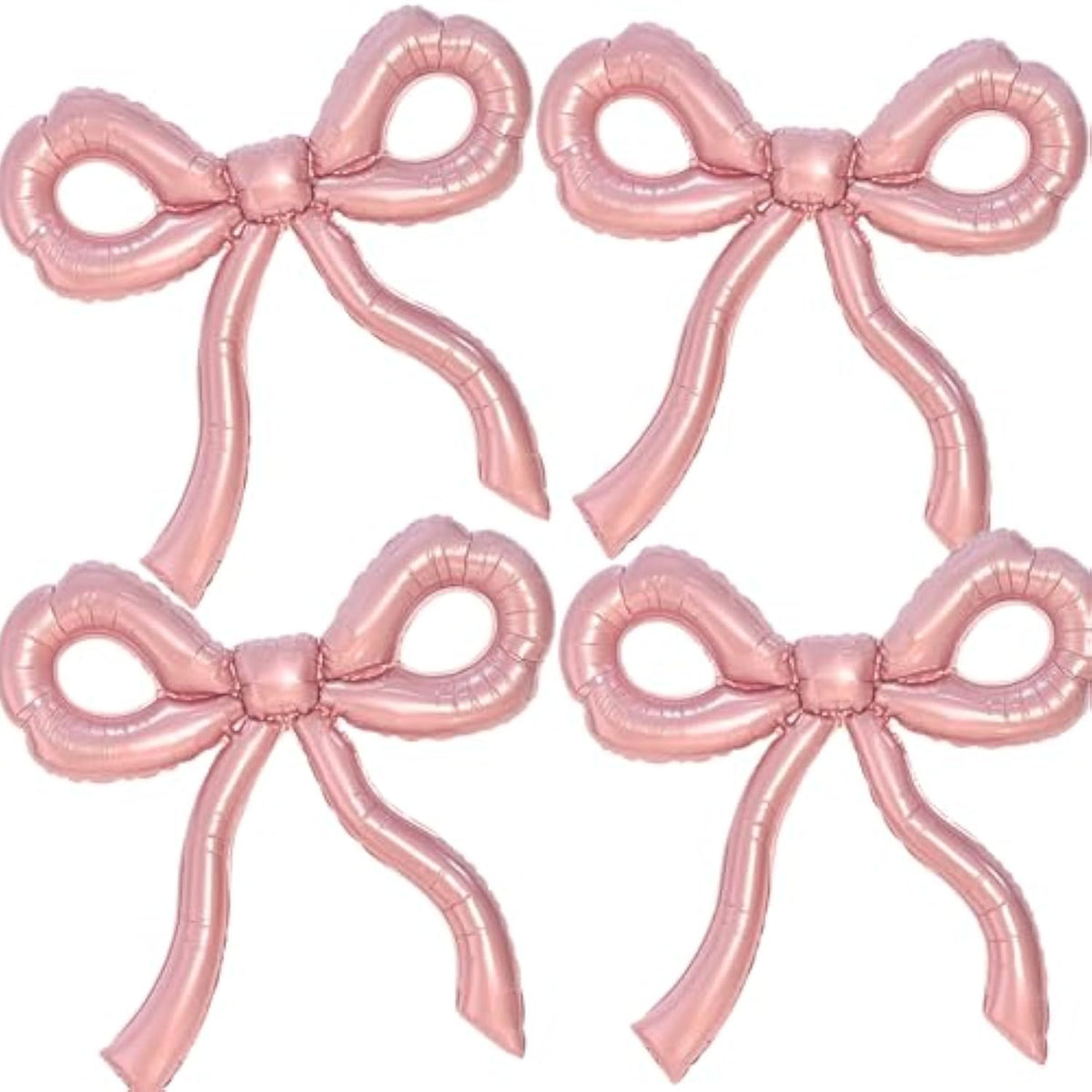 Pink Bow Balloons - Coquette Party Decor - Set of 4