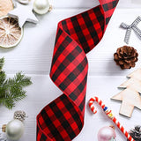 4 Inch X 50 Yards Christmas Plaid Buffalo Ribbon, Check Wired Edge Rib