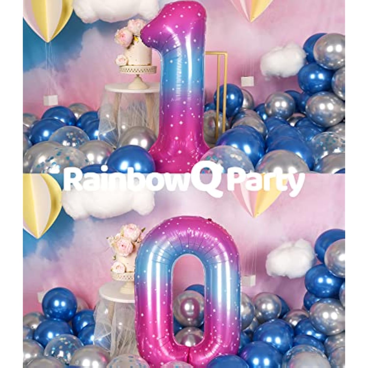 Starry Number 10 Foil Balloons: 10th Birthday Anniversary Decor