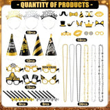 104 Pcs New Year 2026 Party Supplies Hats Tiara Glasses Noise Makers
