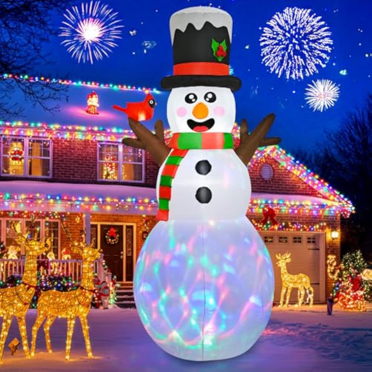 6Ft Christmas Inflatable Outdoor Decoration, Cute Inflatable Snowman Outdoor Christmas Blow Up Yard Decorations With Led