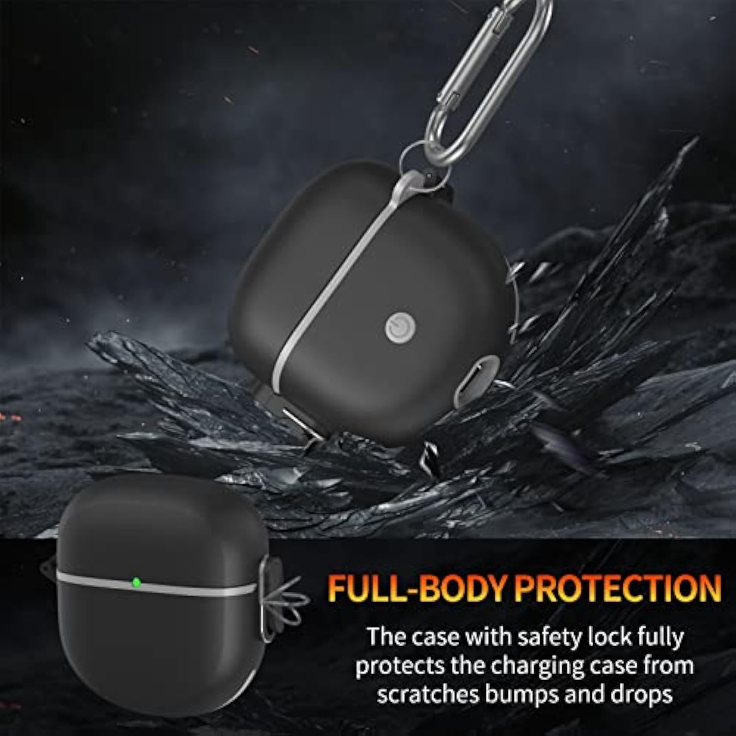 [Upgrade Secure Lock] Bose Quietcomfort Earbuds Ii 2022 Case, Full-Body Shockproof Armor Protective Cover For New Bose Quietcomfort Earbuds 2, Tpu Hard Shell With Lanyard And Keychain(Black)