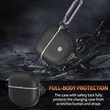 [Upgrade Secure Lock] Bose Quietcomfort Earbuds Ii 2022 Case, Full-Body Shockproof Armor Protective Cover For New Bose Quietcomfort Earbuds 2, Tpu Hard Shell With Lanyard And Keychain(Black)