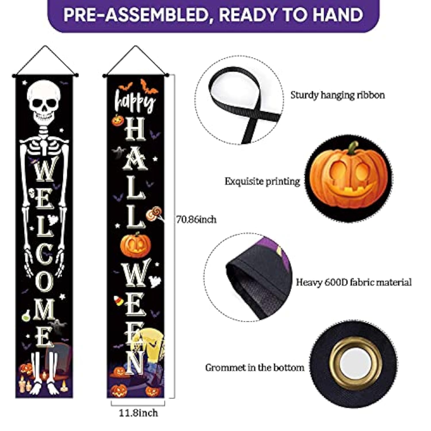 Halloween Decorations Outdoor Indoor Welcome Banners Porch Signs Yard Party Decor