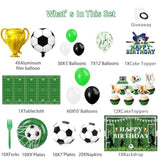Soccer Birthday Party Decorations?Soccer Party Decorations?Soccer Decorations For Party?Include Balloon Arch,Backdrop, Cake Toppers?Tableware, Tablecloth