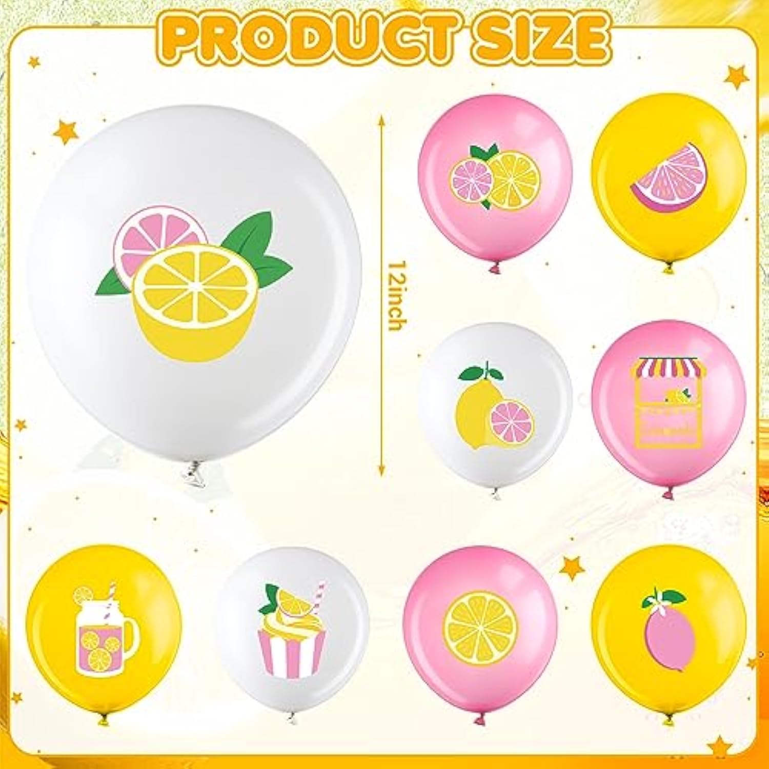 63 Pcs Lemon Balloons Lemonade Party Decorations Yellow Pink And White Lemon Citrus Latex Balloons For Summer Birthday Party Baby Shower Decoration Supplies