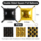 30pcs Gold Black Square Foil Balloons Double Sided Garland Arch Party Decor