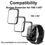 3D Screen Protector Compatible With Puqo Cillso T80 1.95 Inches Fitness Tracker Smart Watch, Pmma Material, Anti-Shatter, Full Coverage, With Non-Slip Pad Sticker, 3-Pack