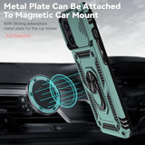 For Iphone 12 Case,With Camera Lens Cover Hd Screen Protector,[Military Grade] Ring Car Mount Kickstand Hybrid Hard Pc Soft Tpu Shockproof Protective Case For Iphone 12, Green