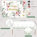 Sage Green Birthday Decorations Women Birthday Party Supplies Including Floral Backdrop, Sage Green Pink Balloons Garland Arch Kit, Tablecloth, Cupcake Toppers For Girls