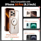 4 In 1,Ergonomic Magnetic For Iphone 16 Pro Case,With 2Pcs Tempered Screen Protector + 1Pcs Lens Protector,Military Grade Drop Protection (Gold, Only For Iphone 16 Pro, 6.3'')