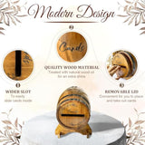 Wooden Wedding Card Box For Reception, Whiskey Barrel Gift Card Box For Party, Money Envelope Boxes With Slot & Holder For Graduation Bridal Shower Birthday Wedding Decor