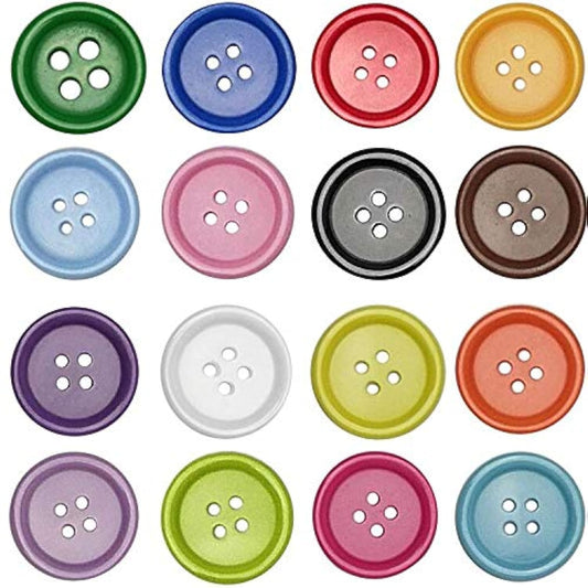 100Pcs Resin Button Solid Color 4Holes Craft Clothe Sewing Card Making