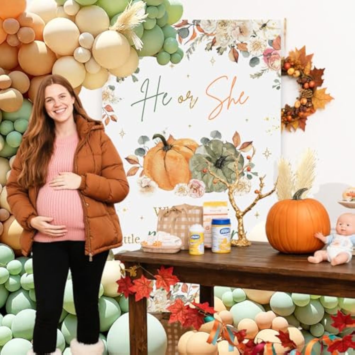 Fall Pumpkin Gender Reveal Balloon Set: Autumn Party Decorations
