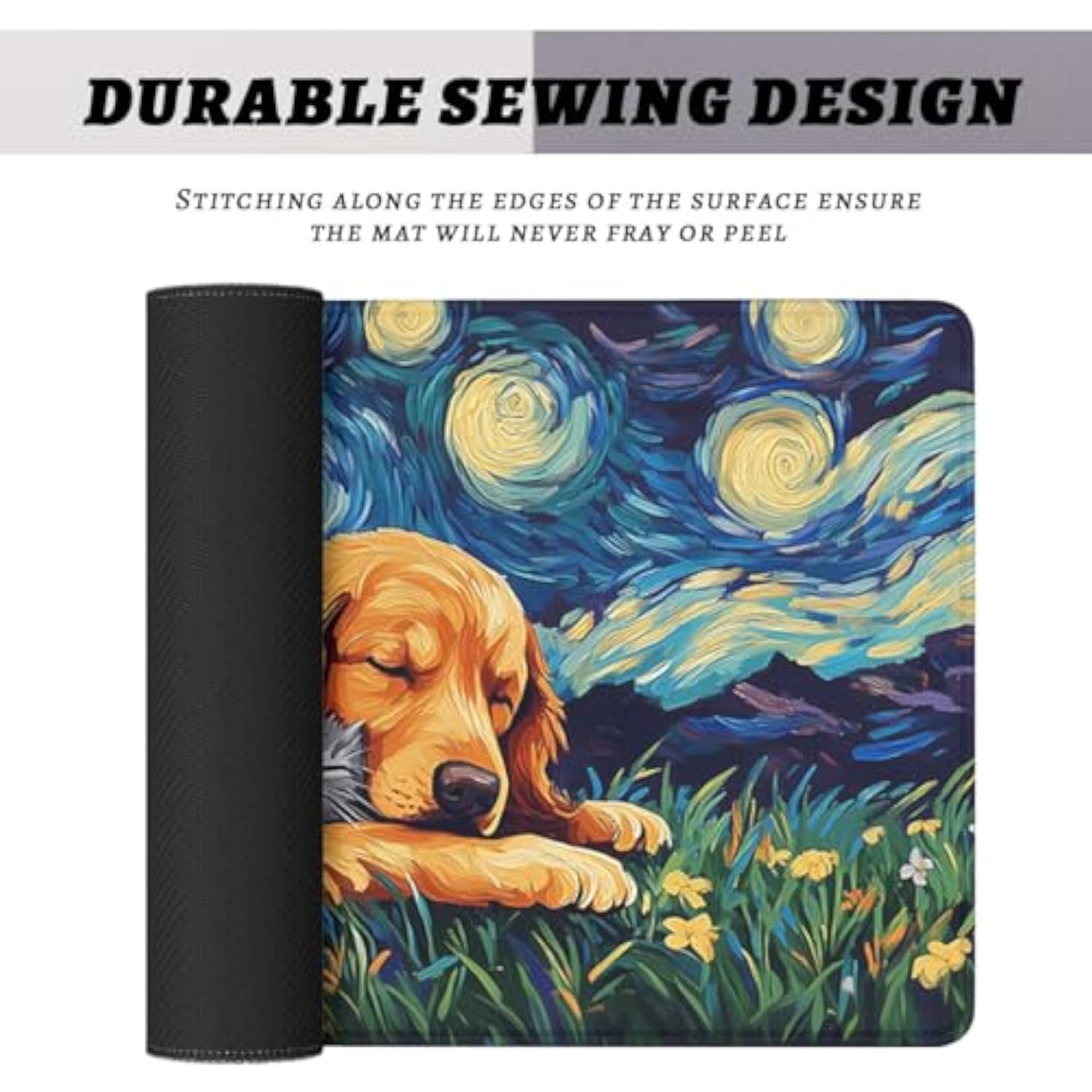 Dog Cat Desk Mat Gaming Mouse Pad Night Sky Oil Painting Grass Mousepad Xl Large Gaming Mouse Pad Laptop Keyboard Mat Desk Pad Office Computer Keyboard Laptop Home 31.5"X11.8"