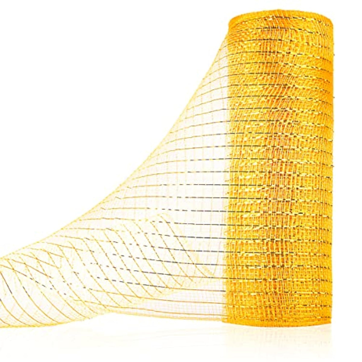 Deco Mesh Ribbon, 10Inch X 30 Feet Each Roll Metallic Foil Mesh Ribbon For Wreaths Swags, Holloween, And Christmas Tree Decoration (Gold/Gold Foil)