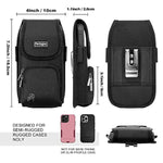 Phone Holster With Magnetic Cover. Belt Clip Pouch For Iphone 16 Plus, 16 Pro Max And All Plus And Pro Max Models With Case Installed. Zipper Storage And Credit Card Pocket.