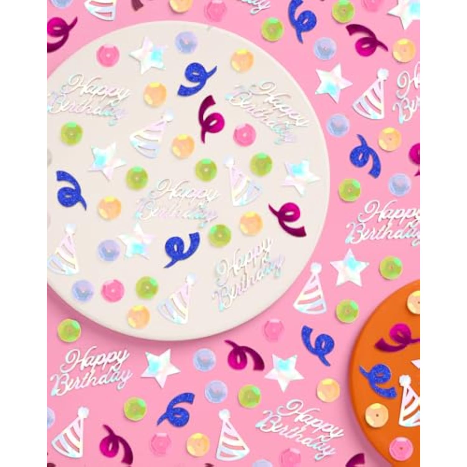 Happy Birthday Confetti Rainbow | Birthday Party Decorations, Iridescent Foil, Pastel Sequins, Table Scatter, Celebration Decor, Sparkle