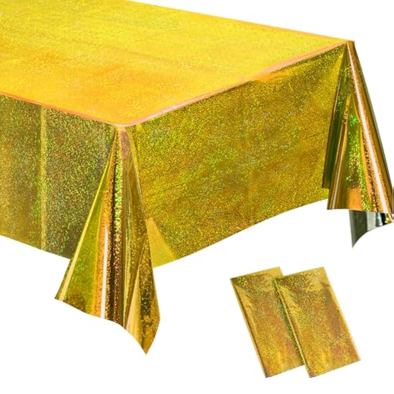 Gold Tablecloth Disposable Table Covers - Plastic Rectangle Table Cloth For New Years/Christmas/Men Birthdays/Engagement/Anniversary/Luau Party Decorations - 2 Set 108" X 54"