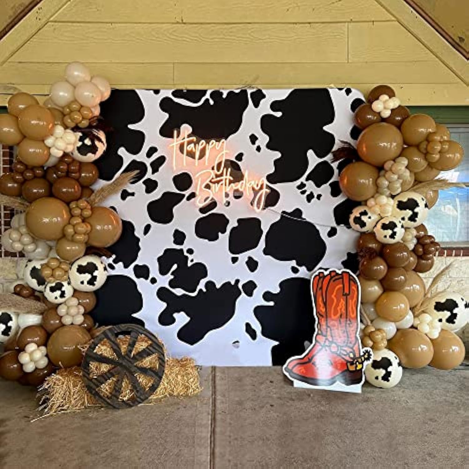 158PCS Cow Balloon Garland Arch Kit Farm Western Theme Baby Shower Birthday Decor