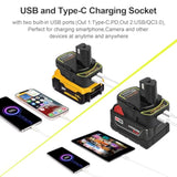 Dm18Rl Battery Adapter Converter With Usb Socket & Type-C Compatible For Dewalt 20V & Milwaukee Mil18 Li-Ion Battery Convert To Ryobi 18V P108 Abp1801 Battery