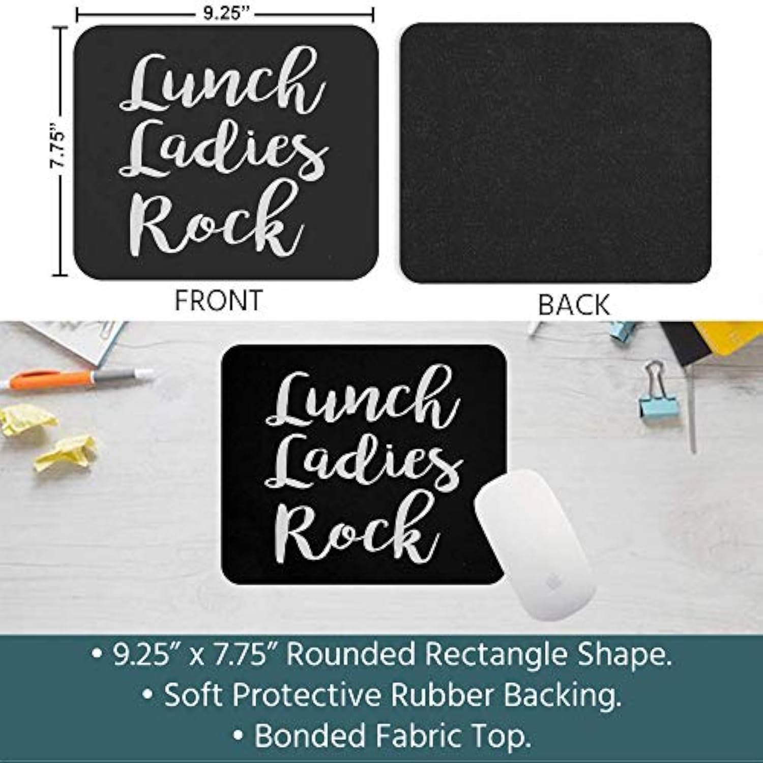 Teacher Mousepad Teaching 9" Mousemat - Lunch Ladies Rock Lunch Lady Squad Back To School Gift Office Poster Funny Computer Mouse Mat Mouse Pad