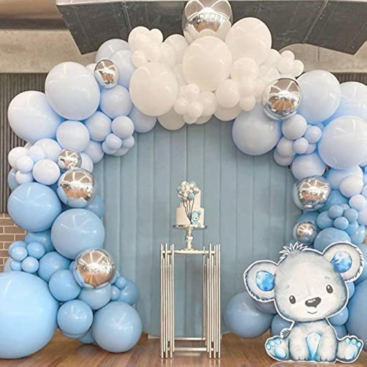 Dusty Blue Balloons Garland Arch Kit-122Pcs Baby Blue Gold White Ballo
