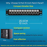 Patch Panel Mini 12 Port Cat6A With Inline Keystone 10G Support, Coupler Patch