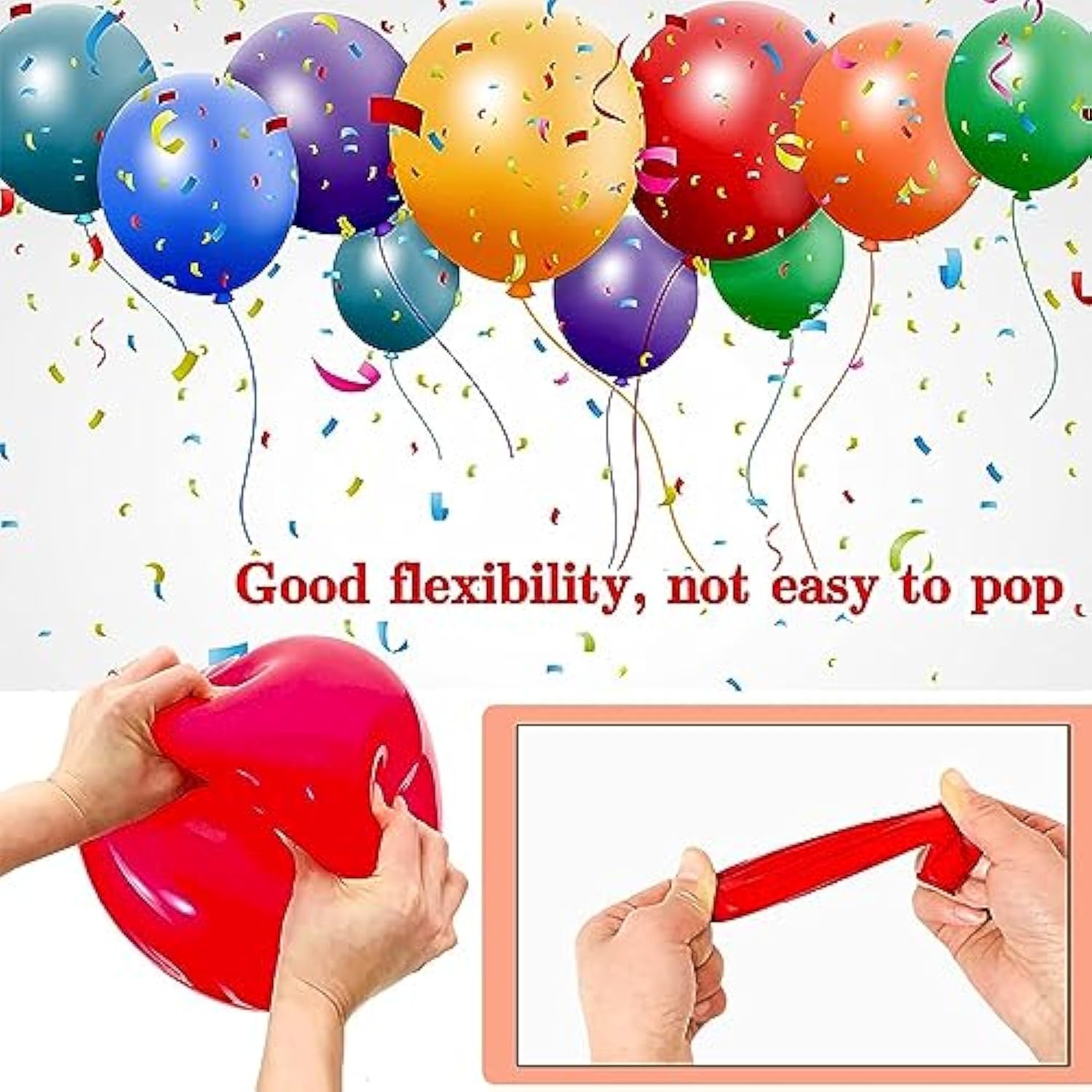 68Pcs Red, Black & White Latex Balloons with Confetti for Birthday, Wedding & More
