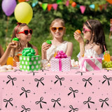 3Pcs Pink Bow Tablecloth,Black Bow Table Decor,Coquette Birthday Decorations Black,Disposable Waterproof Party Supplies For Girls Baby Shower,Bridal Shower,Bachelorette Party