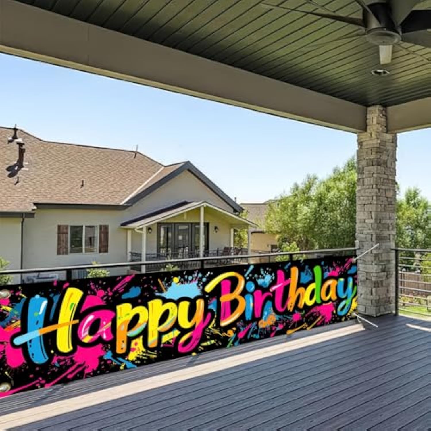 Graffiti Color Birthday Banner, 78×17" Polyester Party Decoration