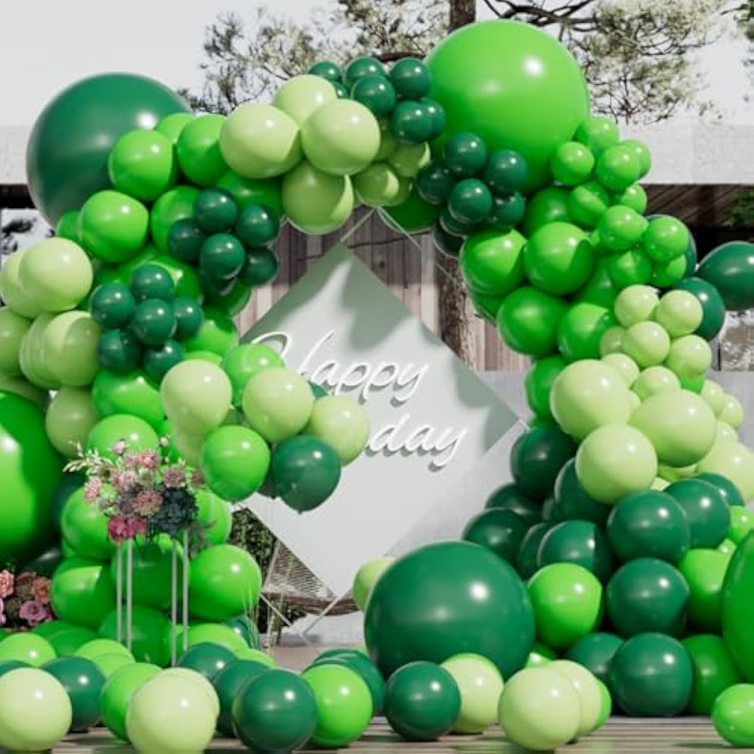Green Balloons Garland Arch Kit Different Sizes Pack 150Pc 18Inch 10Inch 5Inch Latex Lime Green Dark Green Emerald Green Balloons For Birthday Graduation Baby Shower Jungle Party Decorations