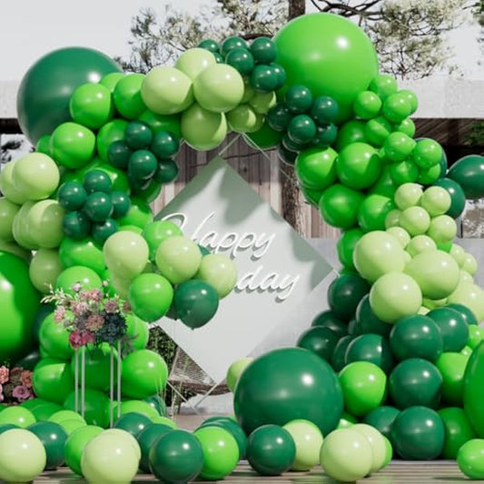 Green Balloons Garland Arch Kit Different Sizes Pack 150Pc 18Inch 10Inch 5Inch Latex Lime Green Dark Green Emerald Green Balloons For Birthday Graduation Baby Shower Jungle Party Decorations