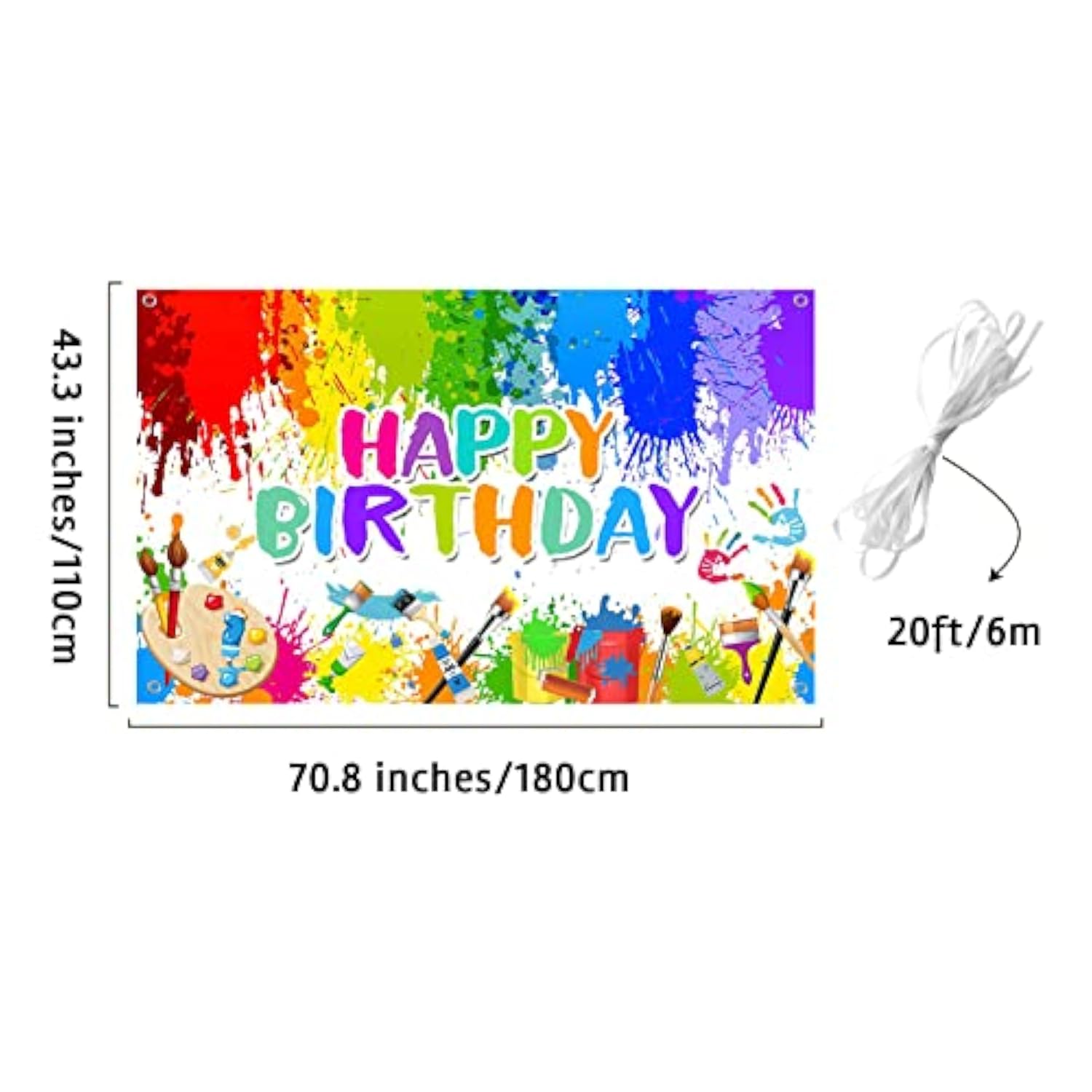 Paint Birthday Banner Boy And Girl Graffiti Art Party Decorations Painting Theme Happy Birthday Photo Backdrop 70.8 X 43.3 Inch Background For Kids