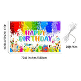 Paint Birthday Banner Boy And Girl Graffiti Art Party Decorations Painting Theme Happy Birthday Photo Backdrop 70.8 X 43.3 Inch Background For Kids