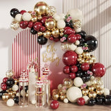 Burgundy Black White Gold Balloon Arch Garland Kit, 147Pcs Latex Balloons Different Sizes 18 12 10 5 Inch For Valentines Wedding Bachelorette Birthday Mothers Day Graduation Party Decoration