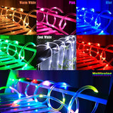 Solar Rope Lights Outdoor String Lights, 16.5 Ft 50 Led Tube Light Waterproof Copper Wire Fairy Lights For Garden Fence