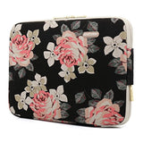 KAYOND Black Rose Patten Canvas Water-Resistant 15.6 Inch Laptop Sleeve