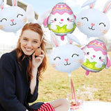 6Pcs Easter Balloons Decoration, Easter Bunny Head Egg Balloon For Spring Party, Bunny Decor, Baby Shower Party Supplies
