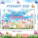 Hello Spring Backdrop Butterfly Flowers Balloon Photography Background Easter Spring Party Decorations Banner Photo Props 70.8 X 43.3 Inch