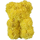 Artificial Rose Teddy Bear Dolls Teddy Bear Toy Artificial Preserved Flower Hand Made Teddy Bear For Valentines Day Mothers Day Birthdays Weddings Gift - Yellow