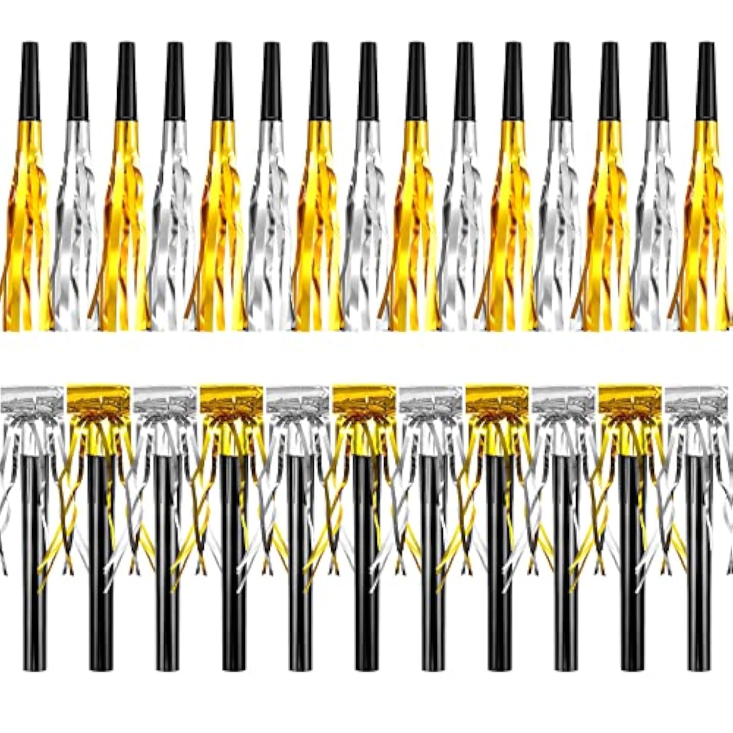 80 Pcs Metallic Party Noise Makers Gold & Silver Blowouts for NYE & Birthdays